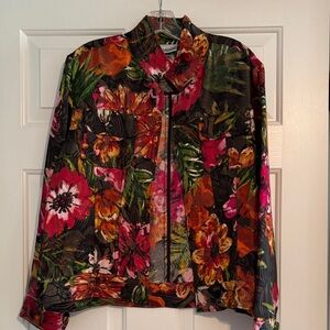 Chico's Multicolor Floral Bomber Jacket